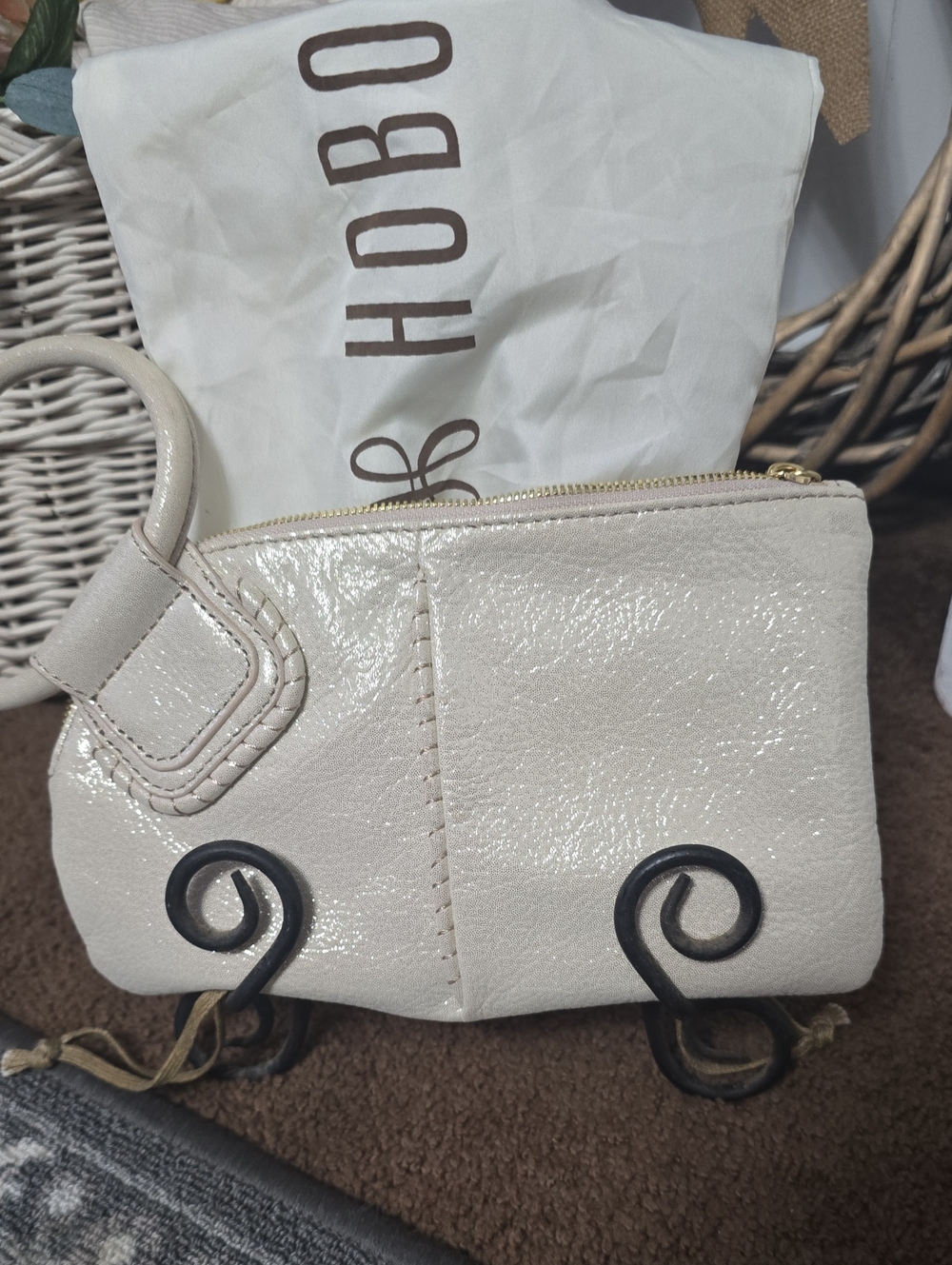 Neutral Cream Women’s Wristlet Pouch - Small Leather Bag